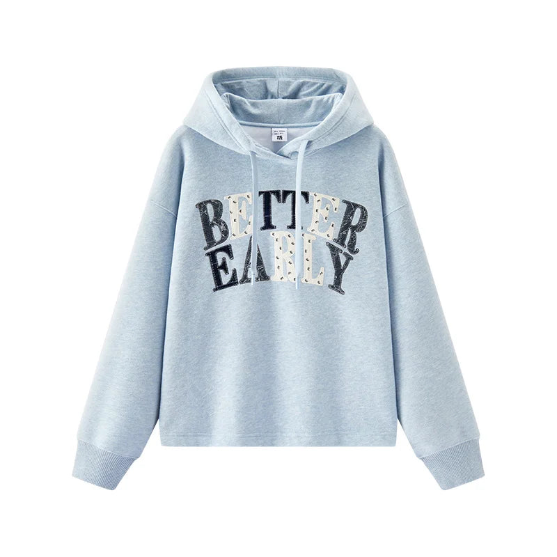 Semir Women Hoodie Fleece Lined Letter Graphic Hooded Design Street Style 2026 Winter Warm Layer Everyday Wear Soft Comfort