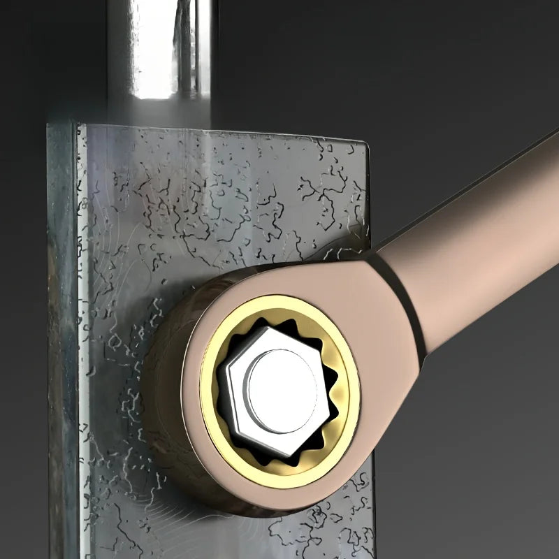 Quick release bi-directional ratchet wrench - dual head and open-end design, easy to use, durable carbon stee,Repair wrench.