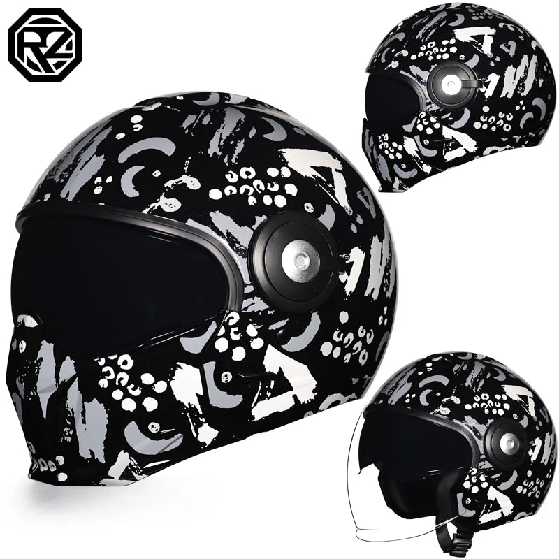 ORZ-653S Motorcycle Helmet Full Face Open Face Helmets 3/4 Men Women Modular Dual Visor Helmet For Motorcycle DOT Approved