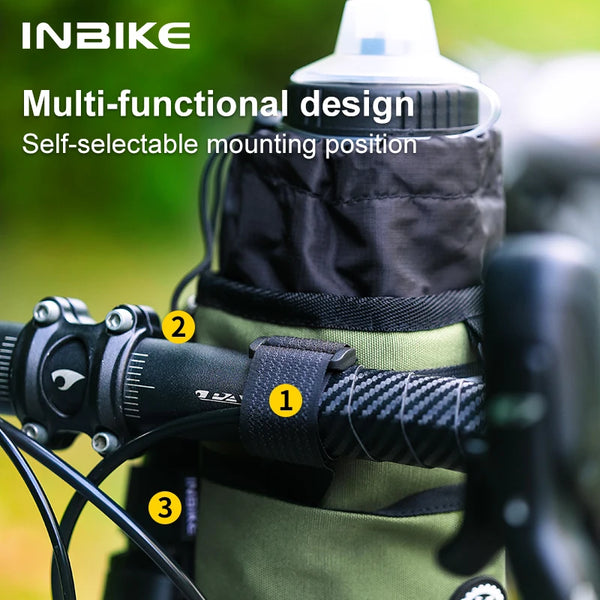 INBIKE Bicycle Head Water Bottle Bag Multifunctional Bike Handlebar Bag Storag Holder Bikepacking for Cycling Bike Accessories