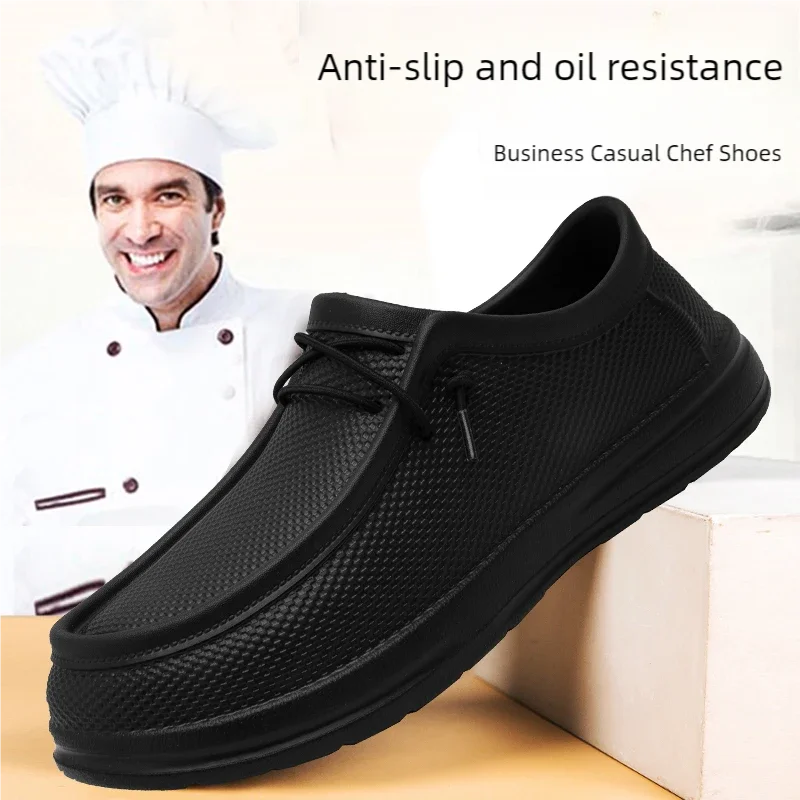 Hotel Chef Shoes Four Season Soft Sole Anti-Skid Oil-Proof Men Plus Size Kitchen Work Shoes Garden Shoes Labor Shoe Fishing Shoe
