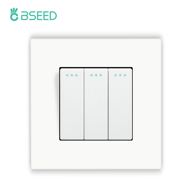 BSEED EU Mechanical Wall Light Switch With Wall Socket 1/2/3Gang 1Way Plastic Panel Double Sockets Triple Power Outlets 250V