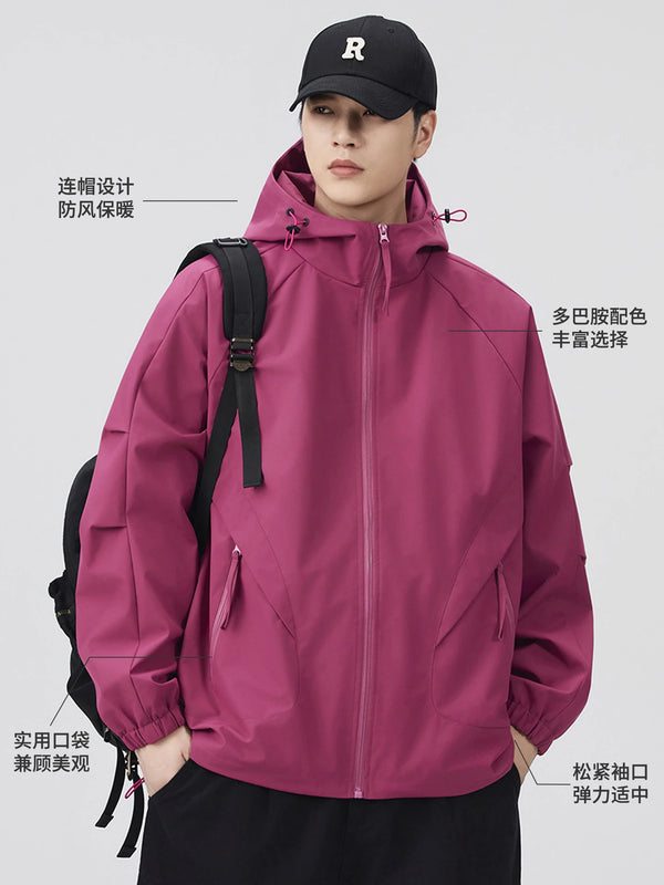 DUKEEN Waterproof Shell Jacket for Men 2025 Autumn New Casual Proofwind Outdoor Mountaineering Full-Zip Hooded Jacket