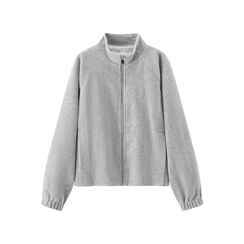 Semir Women Jacket Chenille Texture Loose Raglan Sleeve Stand Collar Slim Look 2026 Autumn Casual Style Soft Outerwear