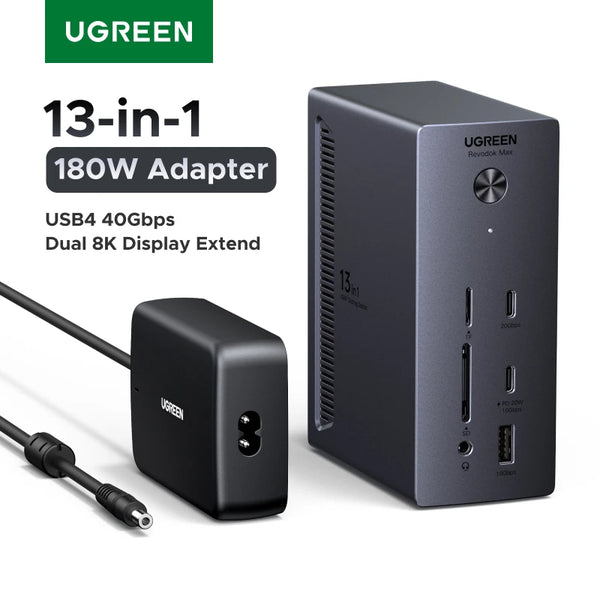 UGREEN USB4 Docking Station 40Gbps USB C HUB 8K60Hz DP2.1 20Gbps USB-C 10Gbps USB-C&A RJ45 SD/TF 3.5mm for MacBook HP Dell XPS