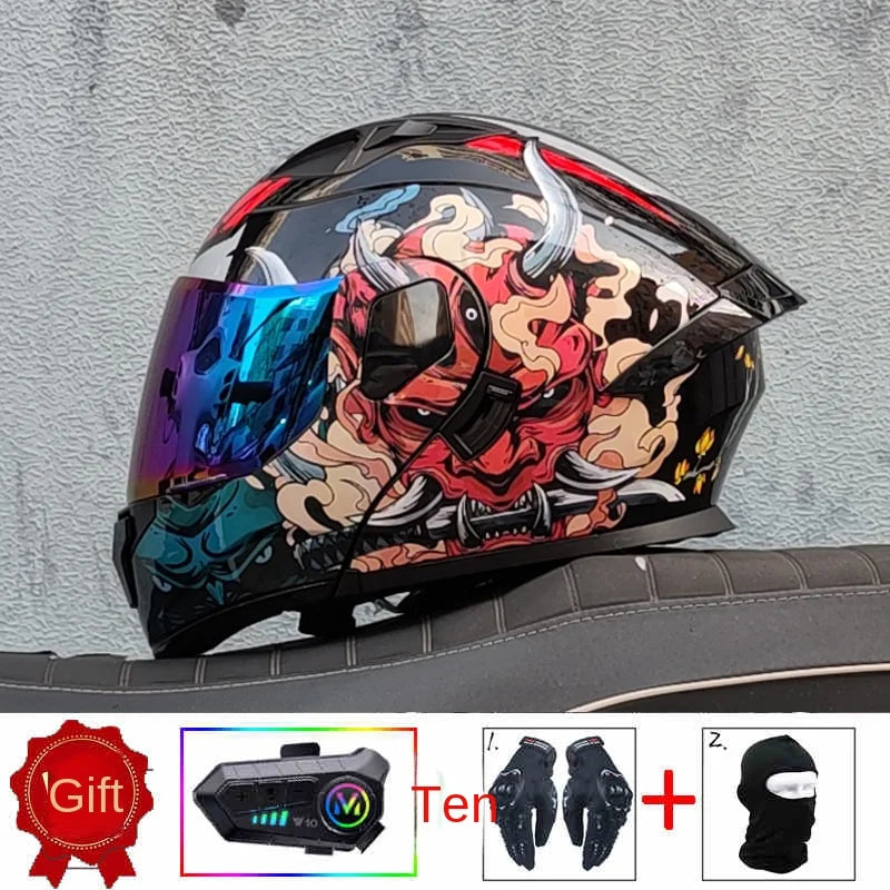 ORZ high-quality motorcycle professional racing flip helmet ABS material modular dual lens Bluetooth helmet DOT certification