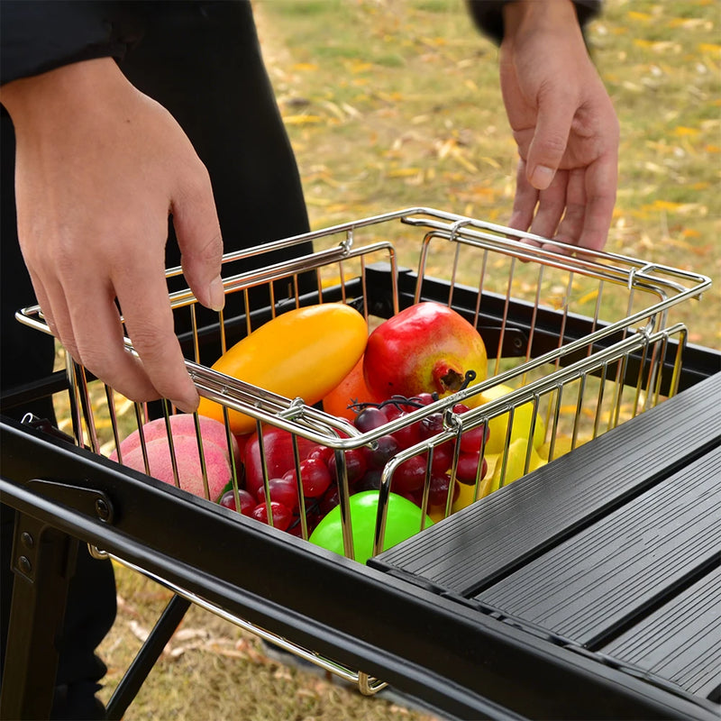 1 Unit  IGT Basket Folding  Drain Basket Stainless Steel Igt 10L Camping Table Basket Lightweight Portable IGT Table Accessories