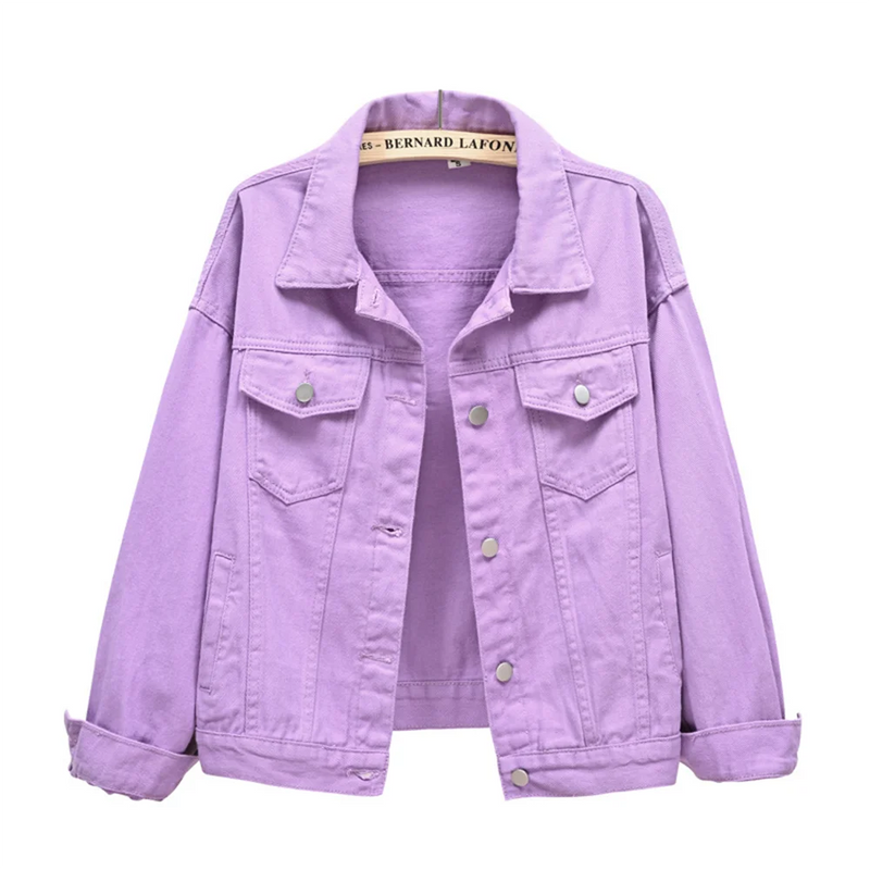 2026 New Women's Blue Denim Jacket Single-breasted Lapel Coat Fashion Casual Tops Green Black Red Outerwear Female Overcoat