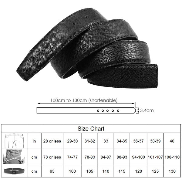 VATLTY Stylish 3.4cm Belt Strip for Men Natural Cowhide Thick Belt Without Buckle Trouser Belt Male Business Waistband