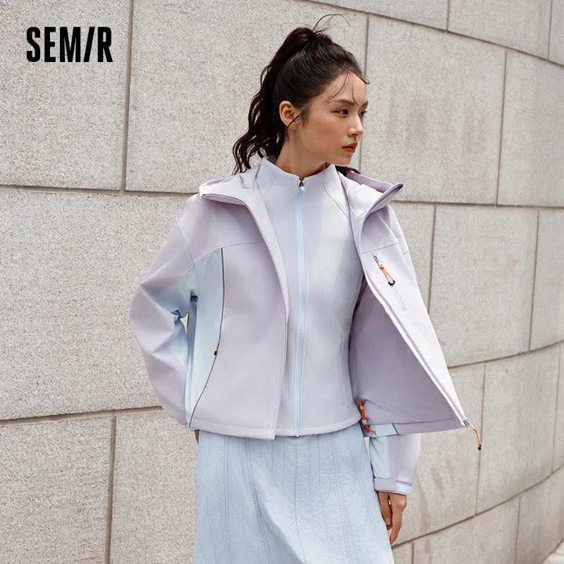 Semir Protective Jacket Women Winter Three-Resistant Windproof Anti-Static Two-Piece 2025 New Color Block Jacket Women'S Wear