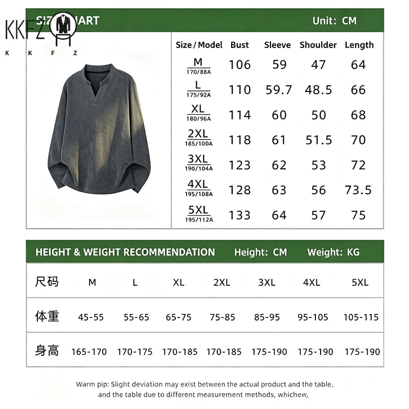 Mens Casual Loose Long Sleeve Top Notched V Neck Herringbone Jacquard Pattern Breathable Fabric Daily Wear
