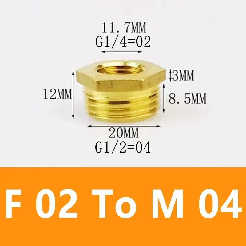 Brass Hex Bushing Reducer Pipe Fitting F To M Threaded 1/8 1/4 3/8 1/2 3/4 Reducing Copper Water Gas Adapter Coupler Connector