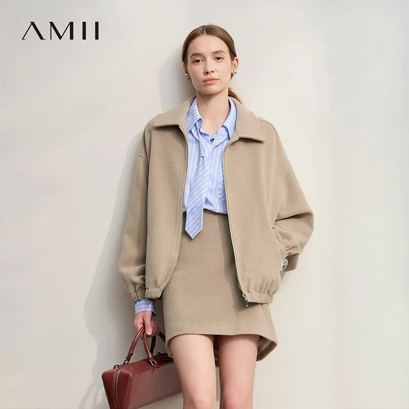 អាវធំ AMII សម្រាប់នារី 2026 រដូវរងា អាវធំដៃវែងរលុង ក្តៅ មានខ្សែរ៉ូត អាវរោមចៀមសម្រាប់នារី សម្លៀកបំពាក់នារី 12524027