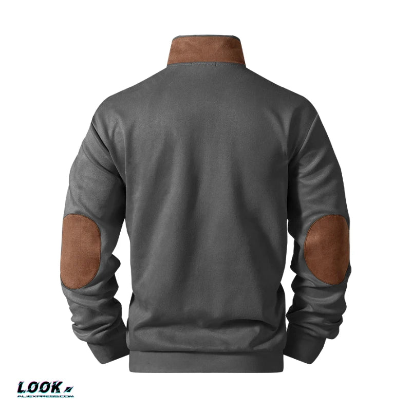 Warm Color-Blocked Casual Sweatshirt By Young Trendy Brand Men's Patchwork Pullover Casual Stand Collar T-Shirt
