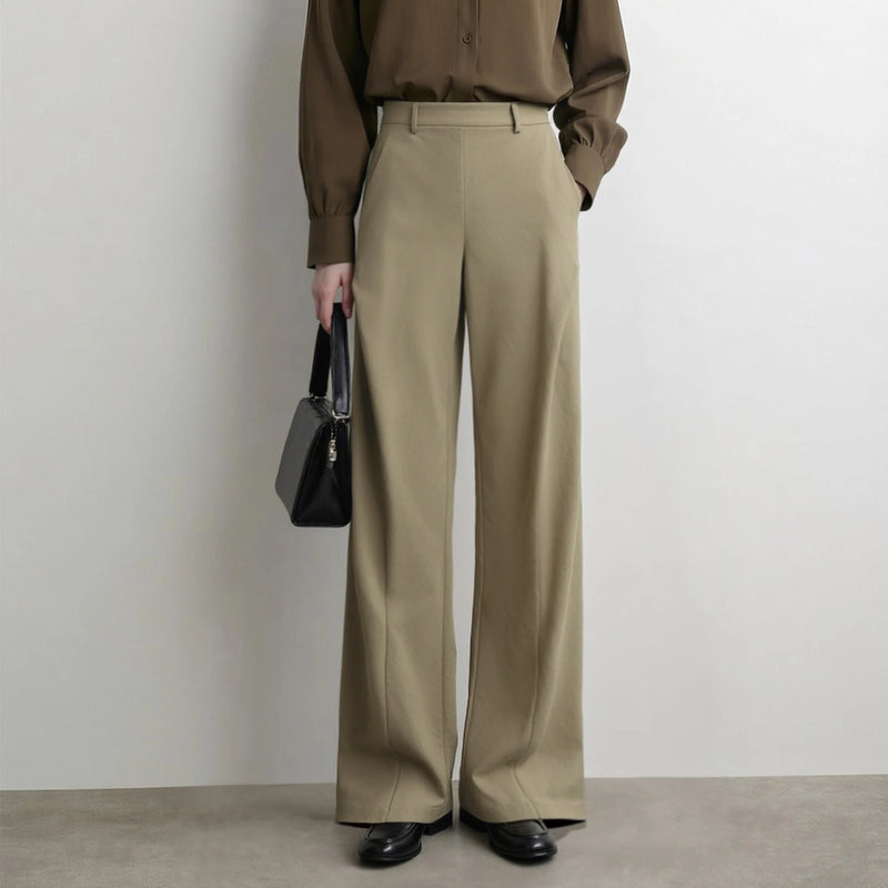 Amii Women Pants 2026 Autumn New Modern Pleated Basic Loose Wide Leg Pants Casual Solid Color Versatile Women Trousers 12643007