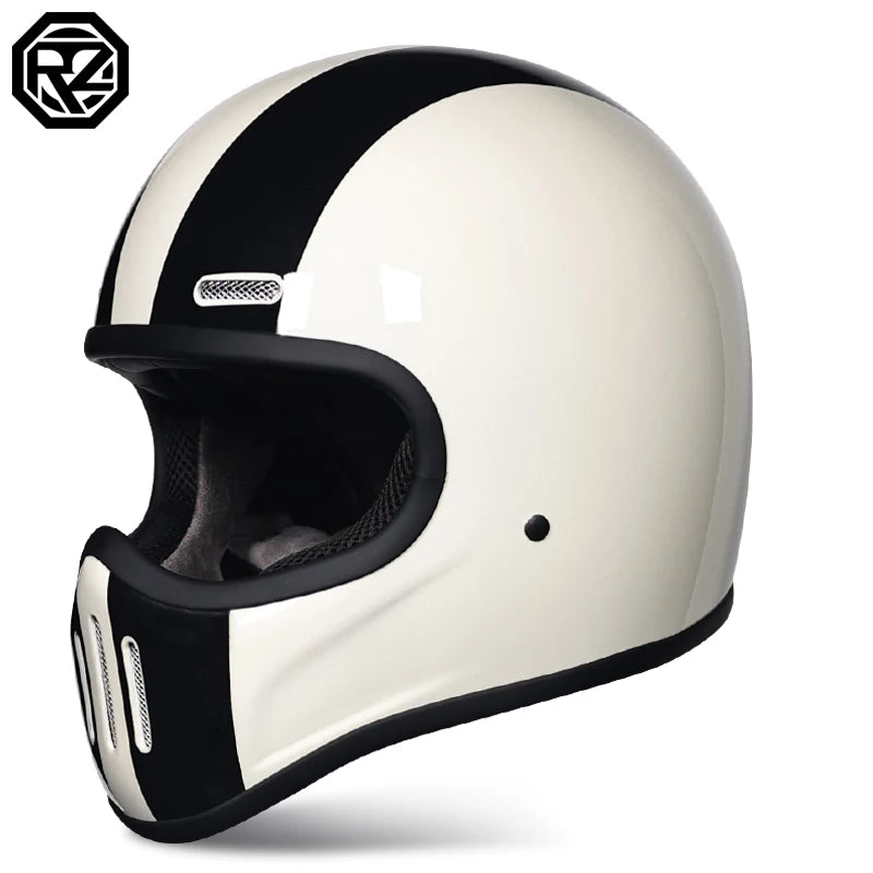 ORZ Retro Motorcycle Helmet Carbon Fiber/Fiberglass Material Cruising Devil Knight Heavy Motorcycle Full Helmet 801 M-XL
