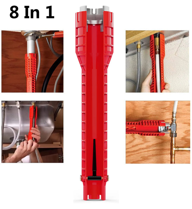 8 In 1 Sink Faucet Wrench Plumbing Repair Tool Anti-Slip Handle Double Head Wrench Bathroom Plumbing Water Heater Spanner Tools