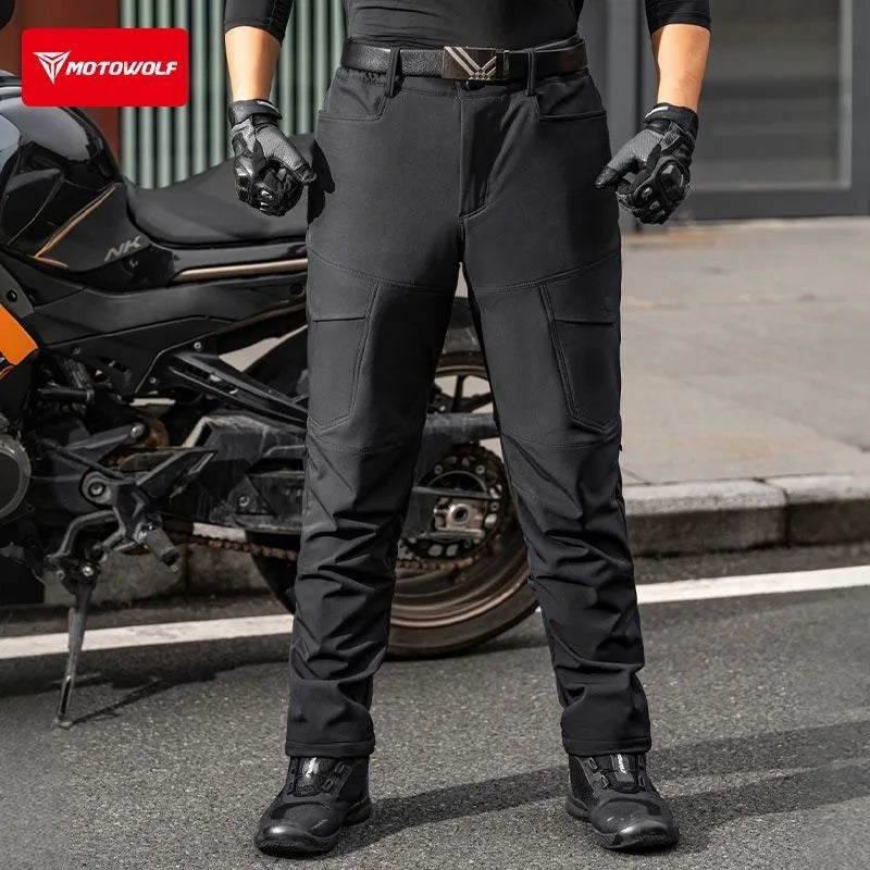 ខោម៉ូតូ Motowolf រដូវរងាក្តៅ CE ខោម៉ូតូ Velvet យឺតសម្រាប់ជិះម៉ូតូ សម្ភារៈការពារការធ្លាក់