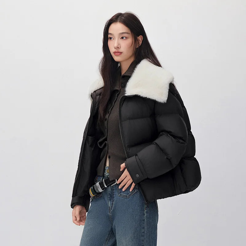 Semir Women Down Jacket Plush Collar 90 Percent Down Fill Water Repellent Minimal Design Minimal Style Puffer 2026 New