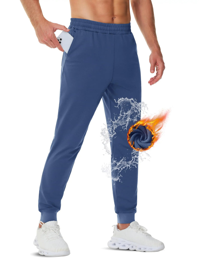 TACVASEN Mens Fleece Lined Sweatpants Winter Warm Water Resistant Pants Running Athletic Gym Joggers Casual Trouser with Pockets