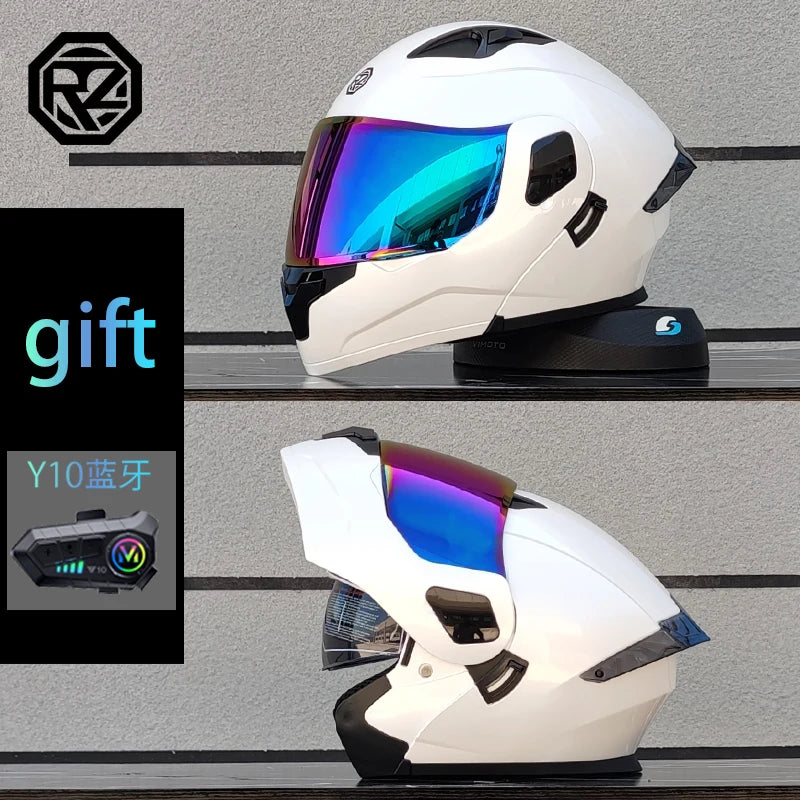 ORZ Motorcycle Helmet Modular Flip Helmet Dual Lens Full Helmet Comes with Bluetooth Earphones Model 103