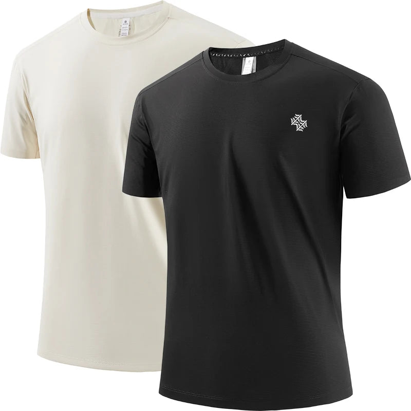 2pcs Men/Woman Breathable Fast Drying Running Sports Fitness Breathable Comfortable Short Sleeve T-Shirt Casual Light Gym Tops