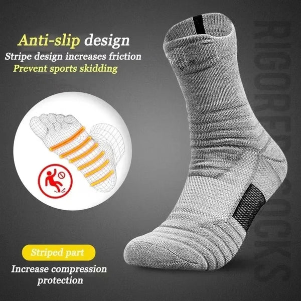 WRELS 1/2/3 Pairs Basketball Socks Thick Cushioned Soccer Socks Men Women Anti Slip Anti Odor Outdoor Running Sports Socks