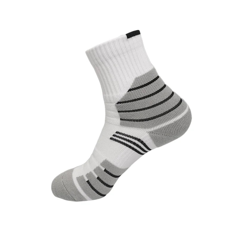 WRELS 1/2/3 Pairs Badminton Socks Cushioned Crew Athletic Socks Men Women Compression Breathable Tennis Gym Running Socks