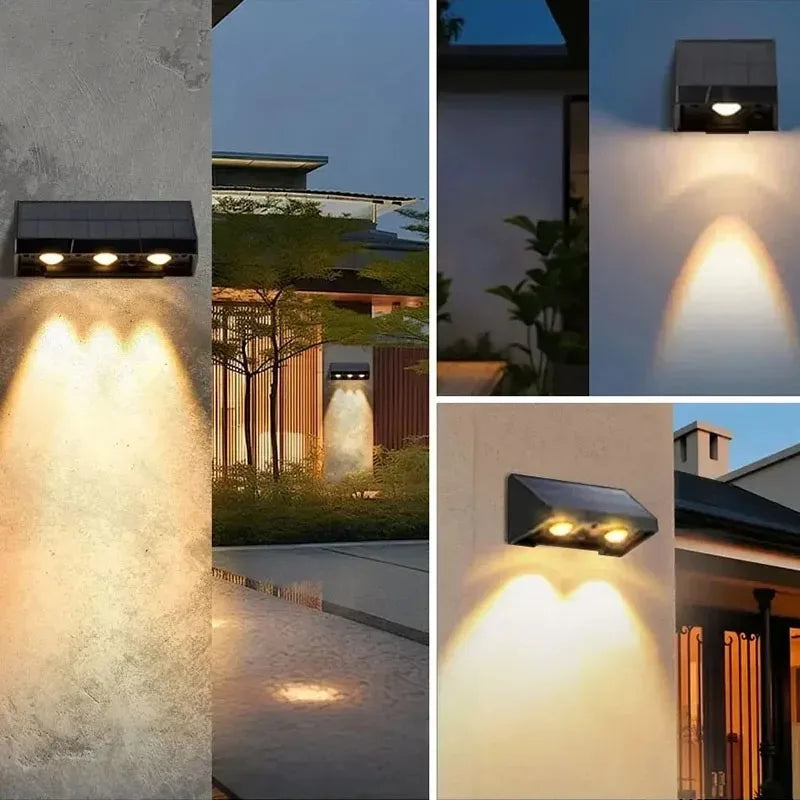 LED Solar Wall Light Outdoor Waterproof IP54 Lamp Solar Powered Porch Light for Garden Yard Balcony Patio Pathway Step Lighting