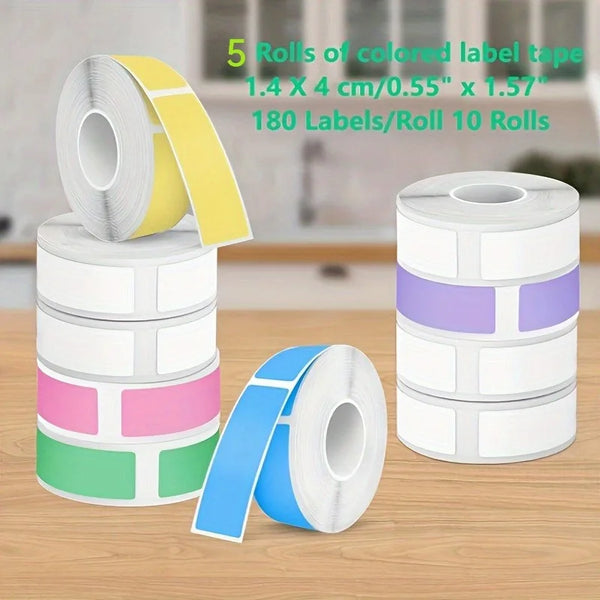 5rolls Label Tape, Compatible with Phomemo Portable Thermal Printer, 14 X 40mm, Suitable for Office,School,and Home Use, Colored