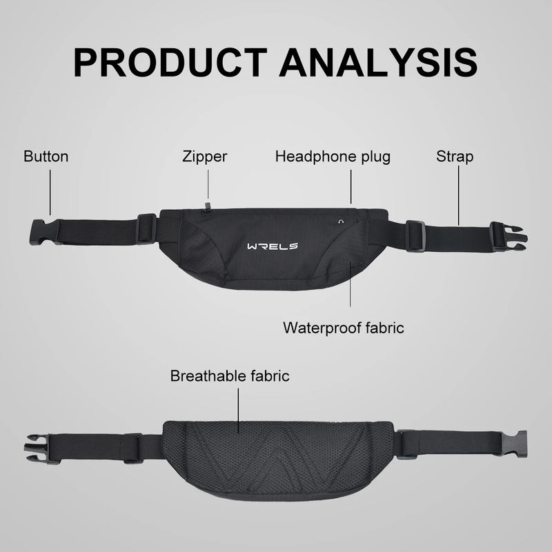 WRELS Waist Bag Running Bag Outdoor Sport Waterproof Sports Fanny Pack Mobile Phone Case Gym Jogging Portable Run Pouch Belt Bag