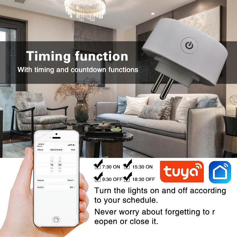 Smart Socket Israel WIFI Wireless Remote Plug Tuya Socket with  Support for Google Alexa Voice Timing Power Outlet
