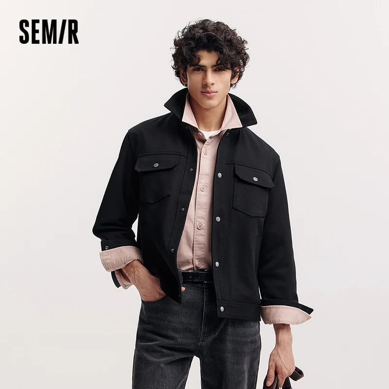 Semir Knitted Jacket Classic Turn Down Collar Men 2025 Spring Simple Style Casual Fashion Basic Daily Wear Outerwear