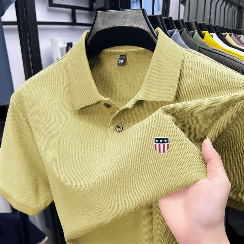 High-End Luxury Man T-Shirt Polo Shirt Lapel Button Pattern Printing Various Colors British Style Summer Leisure Golf Men's Wear