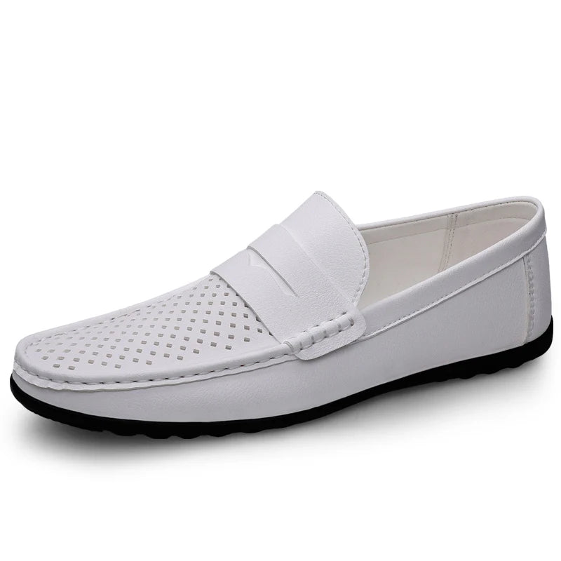 Spring Autumn Mens Casual Leather Loafers Men Loafer Shoes Mocasines Hombre Mocassini White Black Slip-On Big Size Dropshipping
