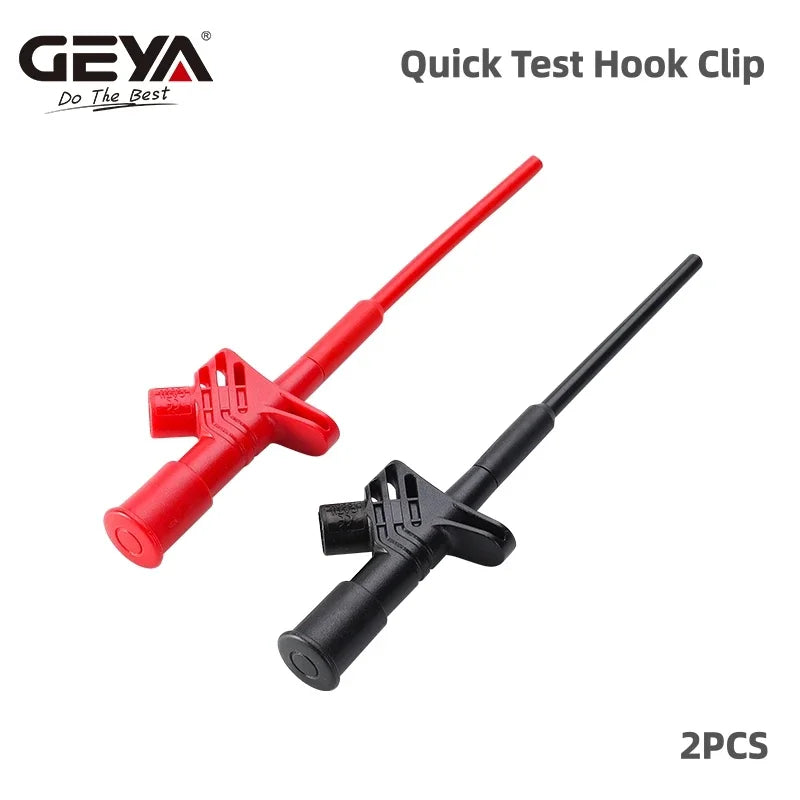 ឈុត ទំពក់ សាកល្បង រហ័ស GEYA 2PCS វ៉ុលខ្ពស់ 1000V ដែលអាចបត់បែនបាន ប្រដាប់ សាកល្បង អ៊ីសូឡង់ វិជ្ជាជីវៈ ជាមួយ រន្ធ 4mm