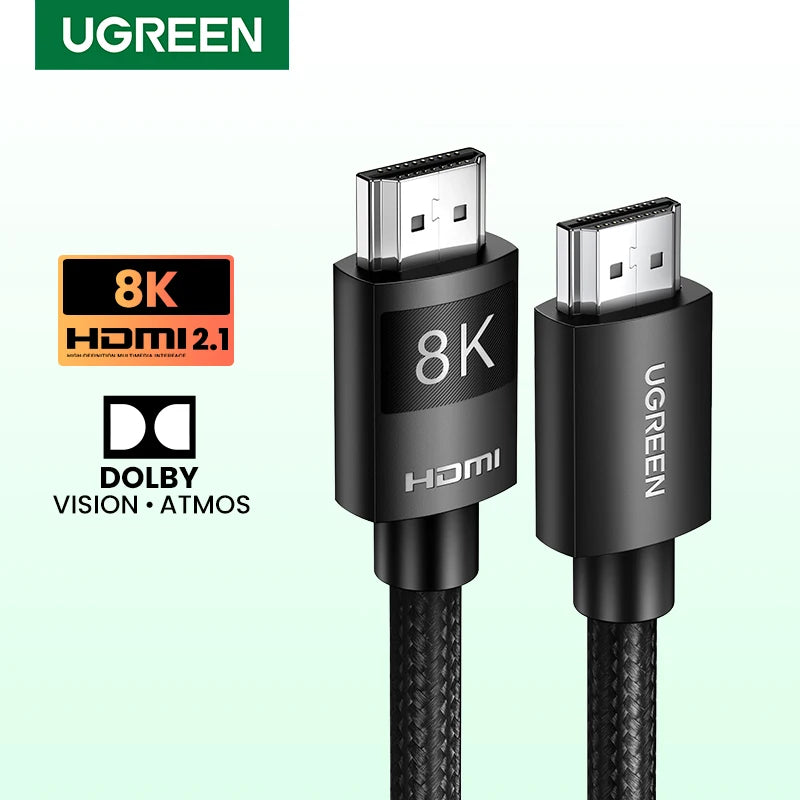 UGREEN HDMI-Compatible 2.1 Cable Ultra High-speed 8K/60Hz 4K/120Hz for Xiaomi Mi Box PS5 Splitter Cable Dolby Vision 48Gbps