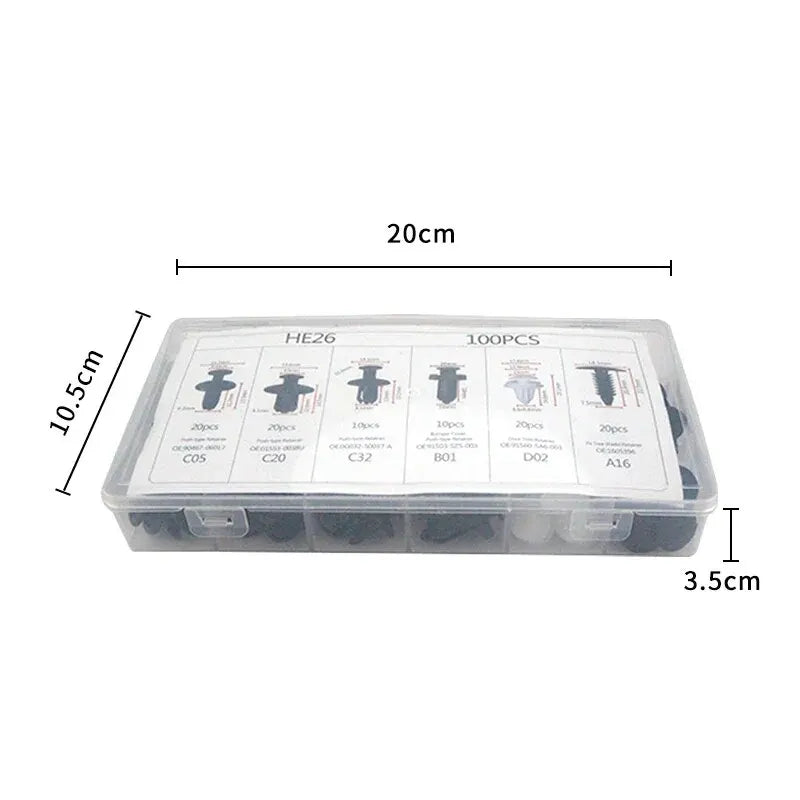 SEAMETAL 100pcs Auto Fastener Clip Kit Fender Rivet Clips Car Body Push Retainer Pin Rivet Bumper Door Trim Panel Retainer Clips
