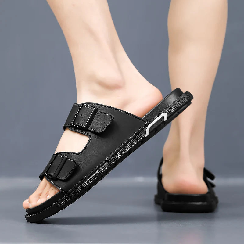 Men's High-Quality Casual Slippers Summer Breathable Outdoor Soft-Sole Beach Shoes Fashion Youth Joker Tide Sandals Garden Shoes