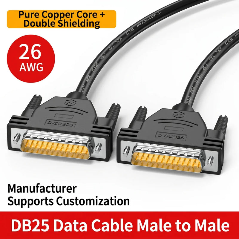 DIVEDEER Pure Copper DB25 Extension Cable Male to Male & Male to Female 25-Pin Parallel Cable Shielded Data Wire for PC, Printer