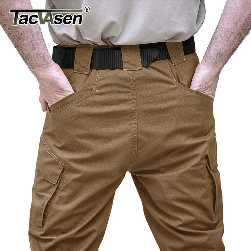 TACVASEN Zipper Pockets Pants Safari Clothing Men‘s Outdoor Cargo Pants Hiking Combat Trousers Ripstops Work Pants Field Male