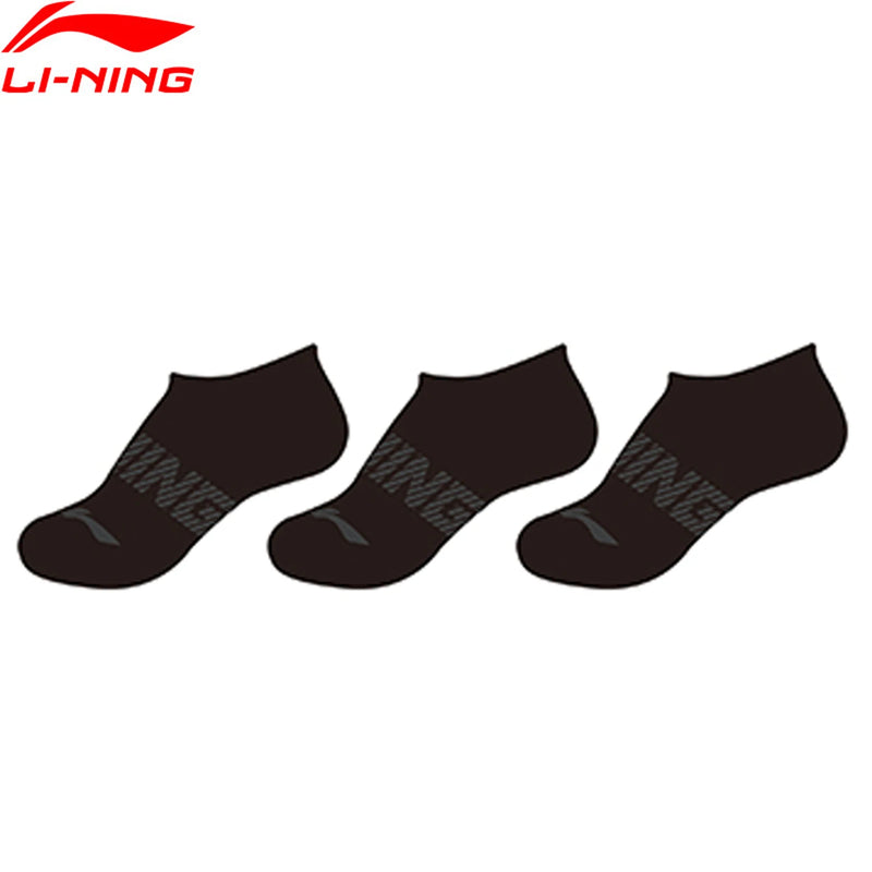 ស្រោមជើង Li-Ning Unisex 3គូ ទំហំ 22-28សង់ទីម៉ែត្រ អក្សរអក្សរ ស្រោមជើង LiNing បុរស ស្ត្រី មានផាសុកភាព និងអាចដកដង្ហើមបាន AWTV043