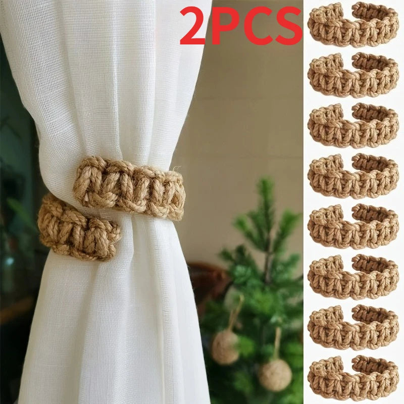 Hand-Woven Hemp Rope Curtain Tether,Hemp Rope Bracket  - Decorative Storage Bracket for Bedroom Home Decoration Accessories