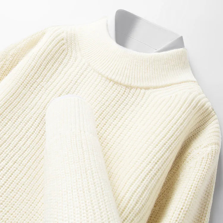 Men's 100% Merino Wool Crew-Neck Sweater -  Soft Textured Knit Business Casual Pullover Sweatshirt
