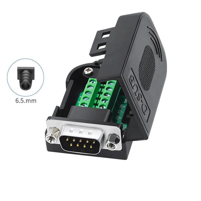 DB9 RS232 Connector D-SUB 9 Pin Male Female Plug RS485 Breakout Terminals 21-24 AWG Wire Solderless Connectors