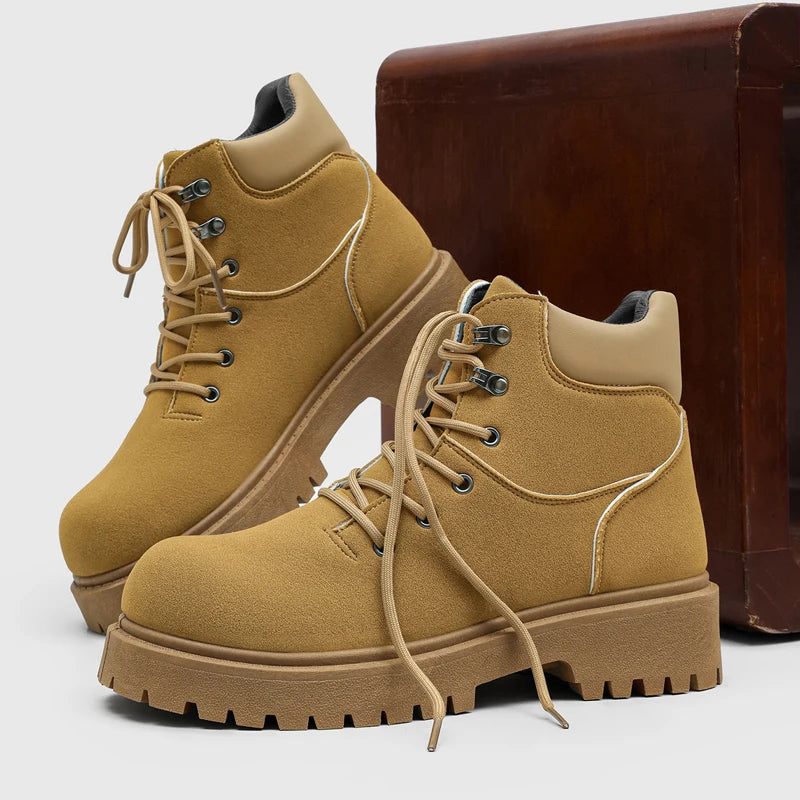 Men's boots four seasons new retro casual boots fashion light breathable soft-sole non-slip comfort outdoor walking work boots