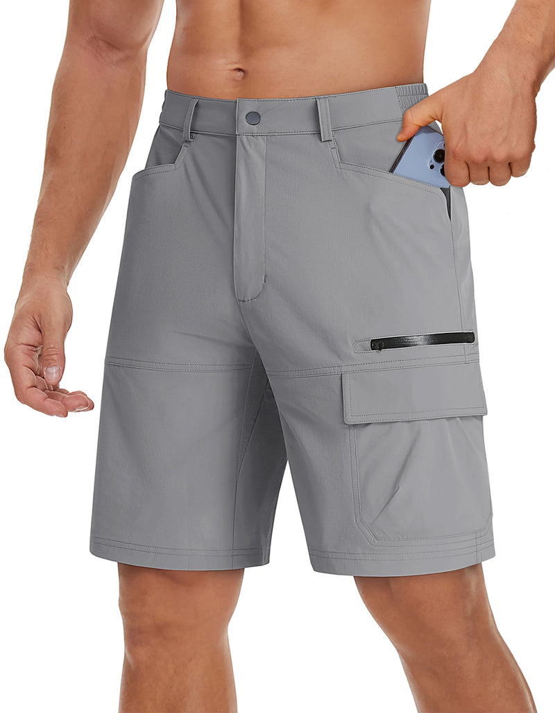 TACVASEN Summer Quick Drying Nylon Work Shorts Mens Casual Hiking Cargo Shorts Lightweight Outdoor Fishing Short Pants