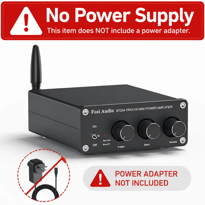 ឧបករណ៍ពង្រីកសំឡេង Fosi Audio BT20A ប៊្លូធូស TPA3116D2 100W Mini HiFi Stereo Class D Amp Bass Treble សម្រាប់រោងភាពយន្តនៅផ្ទះ