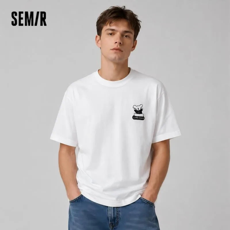Semir Men Tshirt Fun Print Knit Short Sleeve 2026 New Couple Casual Fashion Comfortable Daily Top Wear