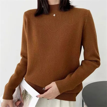 Thicken Velvet Pollovers Top Female Fleece Warm Winter Clothes Woman Half Turtleneck Long Sleeve Women's Sweater Bottom Jumper